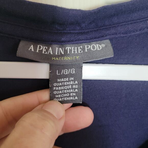 A Pea in the Pod Maternity Tee Shirt Dress Women's Size Large L Blue Ruched - Picture 6 of 8